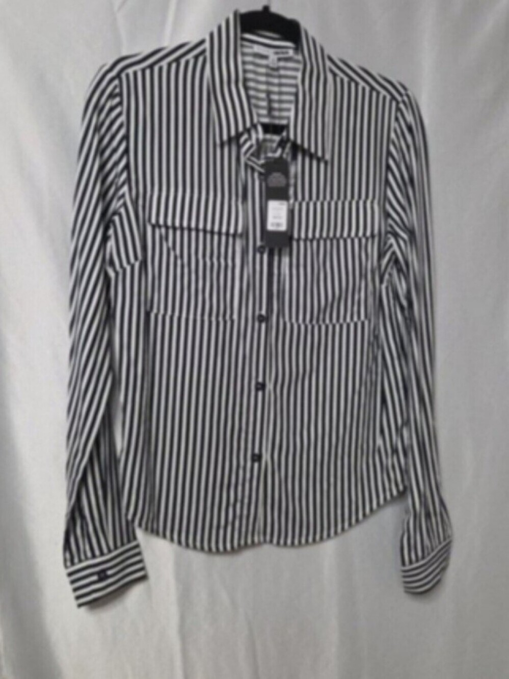 Women's Fashion Nova Striped Button Down Shirt XS Black White